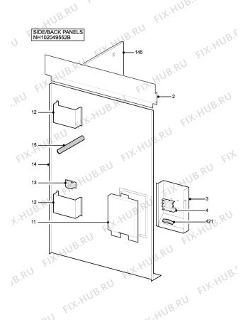 Взрыв-схема плиты (духовки) Zanussi Electrolux ZCE7610SV - Схема узла H10 Side/Back Panel